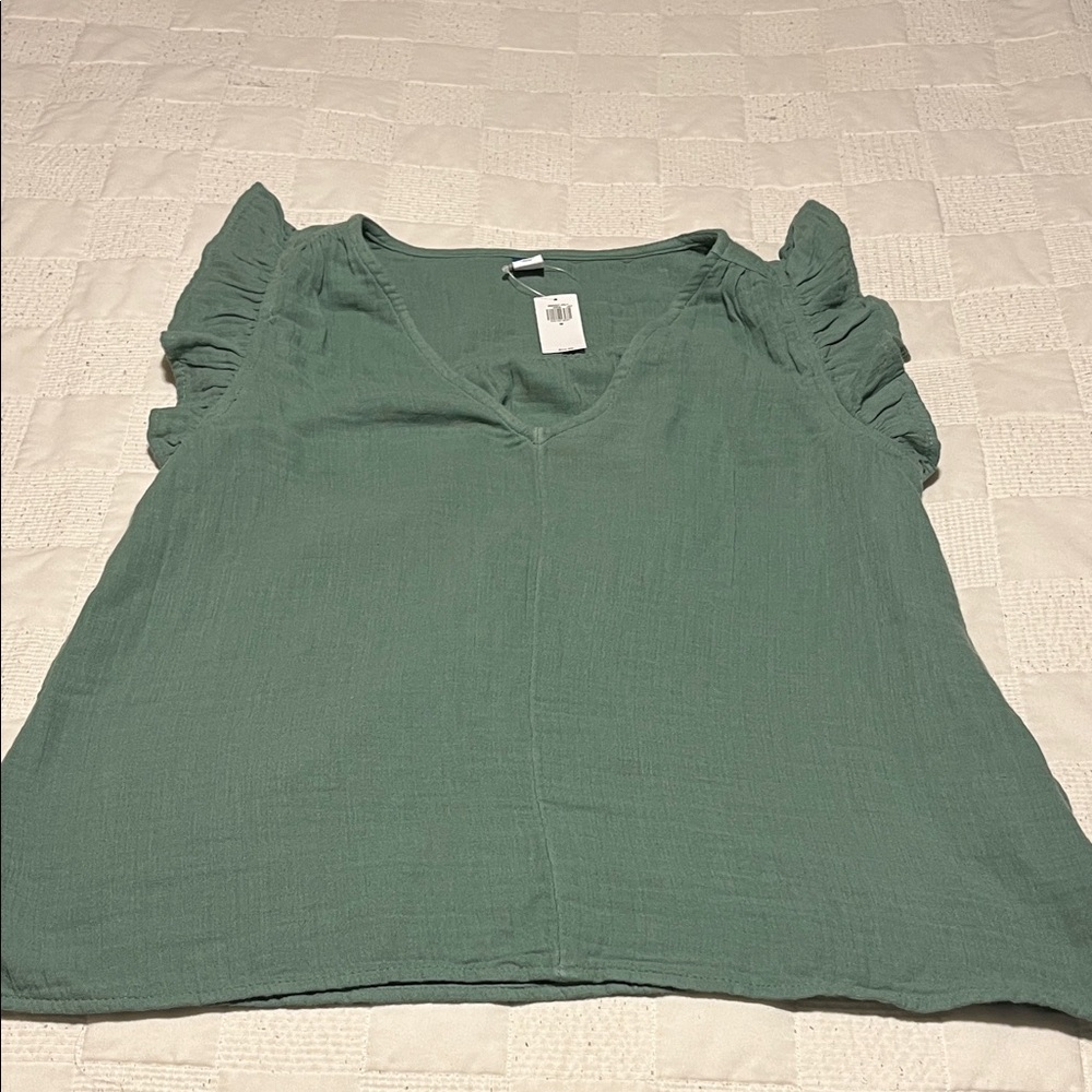 Old Navy Sage Ruffle Sleeve Blouse